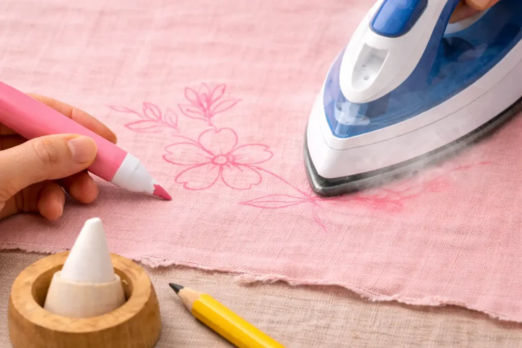 marcador para tela borrable con calor eliminado con plancha sobre algodón